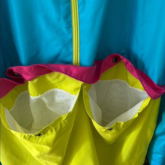Blackjack Neon Blue, Yellow & Pink Pullover Zip Windbreaker Size Large - Picture 6 of 13